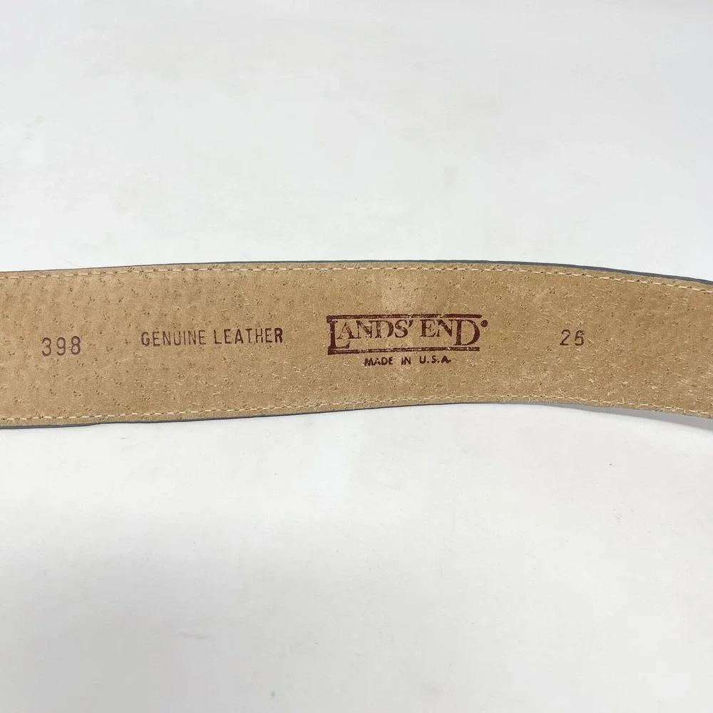 Lands End Suede Belt Gray Womens 25 Covered Buckle Old Money Luxury Modern